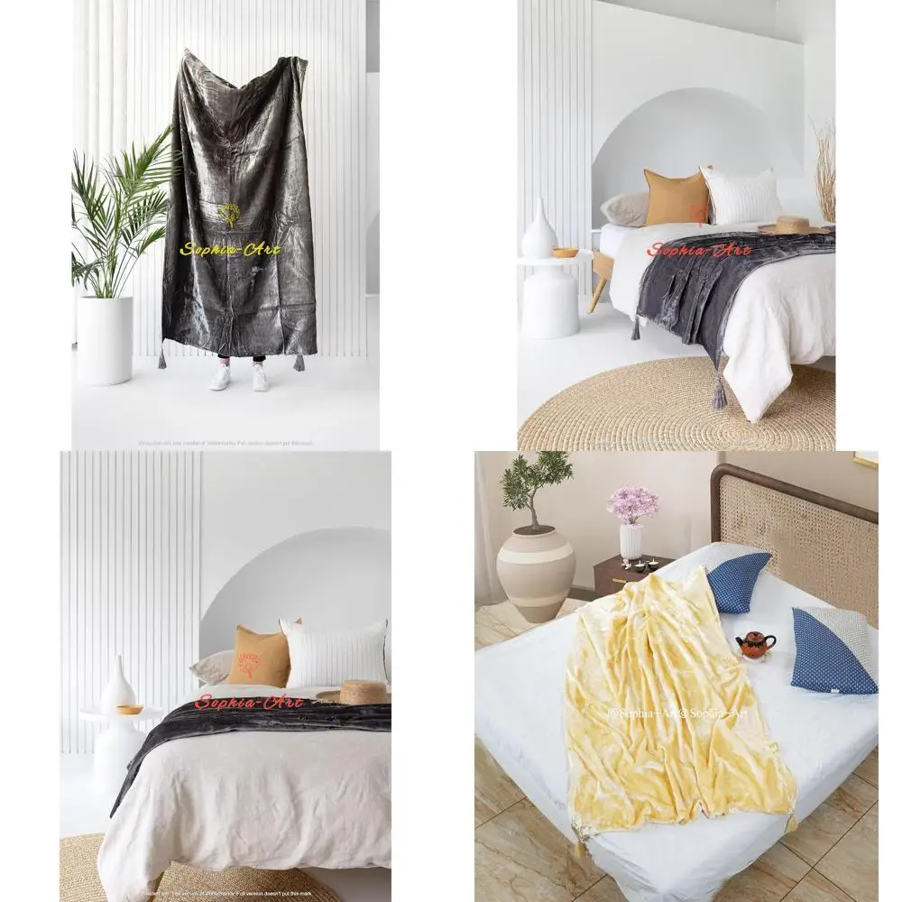 

Роскошное бархатное одеяло с кисточками — мягкий диван-кровать, теплый уютный плюшевый легкий вес в стиле бохо, приятный для домашних животных