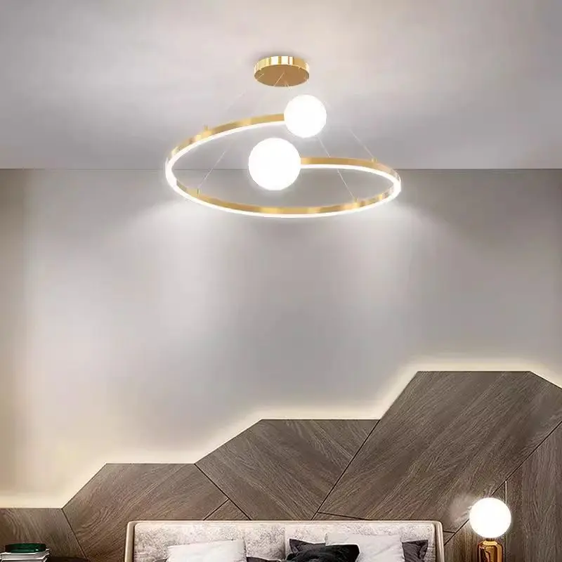 

Nordic New Minimalist Chandelier Ring Girl Personality Restaurant Curve Bedroom Light Luxury Simple Modern Restaurant Chandelier