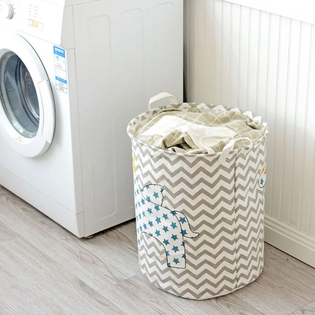 

Foldable Cotton Linen Laundry Hamper Bucket Organizer Container Bedroom Bathroom Office Garage Use Light Easy Foldable