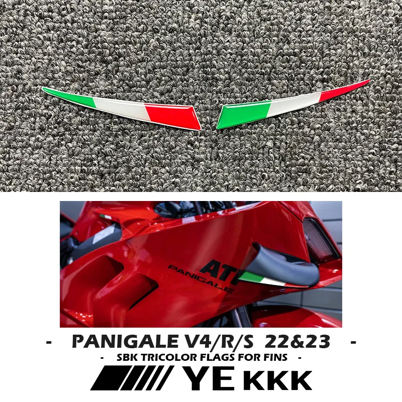 V4 R S Small Tricolor For DUCATI PANIGALE V4 V4S V4R 2022 2023 New SBK Tricolor Flags for Fins Airplane 3D Sticker Decal