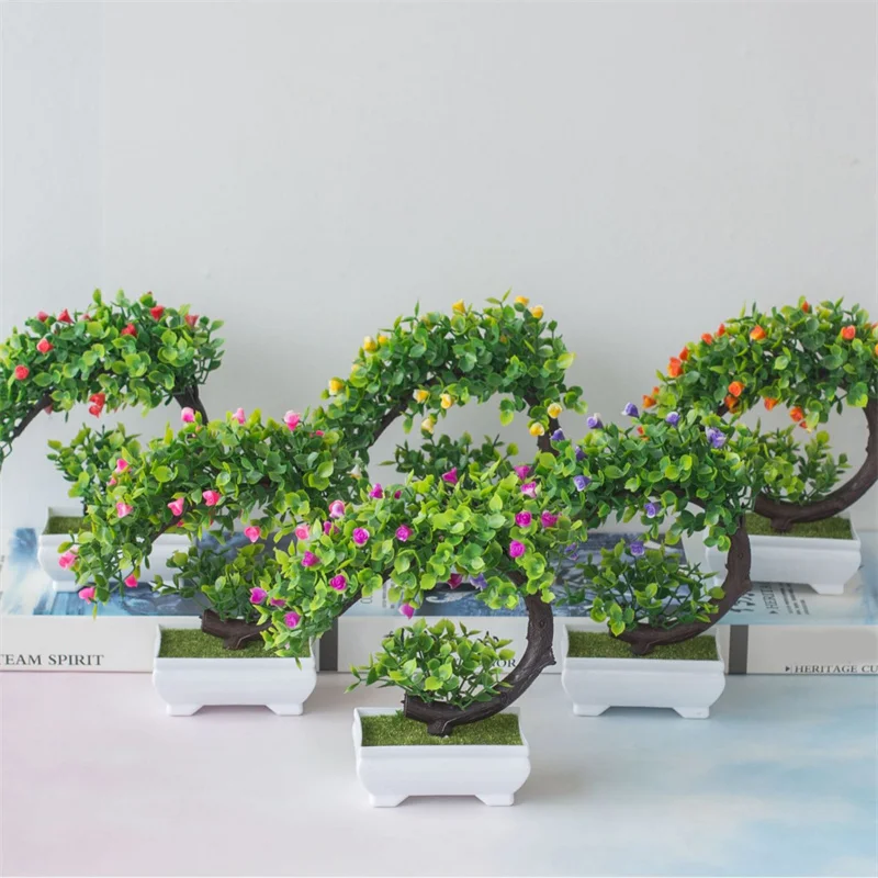 

Artificial Plant Bonsai Artificial Small Tree Pot Plastic Flower Pot Green Plant Fake Flower Pot Flowers