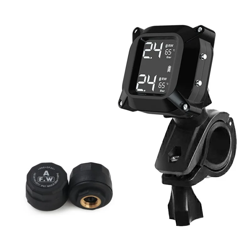 

Wireless Motorcycle TPMS Tire Pressure Monitoring System Solar External LCD Display Temperature Monitor Alarm