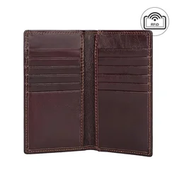Long Genuine Leather Billfold Wallet Mens Bifold RFID Blocking Anti-theft 12 Card Holder Men Purse Drop Shipping