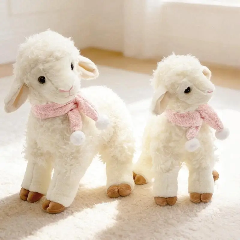 Stuffed Lamb Animal Toy Soft Plush with Bell Sheep Plushies Doll 1Pcs for Eid Mubarak Party Decoration