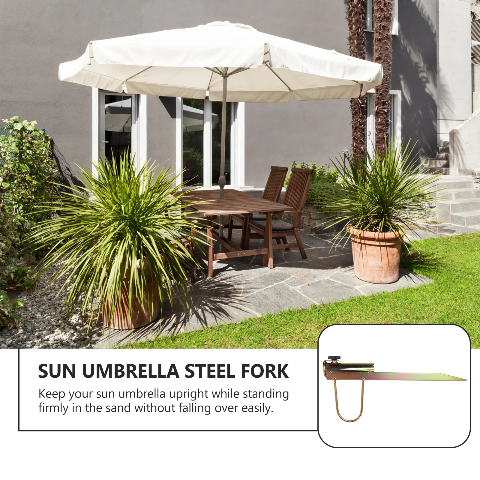 

1pc Beach Umbrella Holder Sun Parasol Stand for Sand Base Ground Iron Anchor Stabilizer 25-32mm Premium Durable Outdoor Use