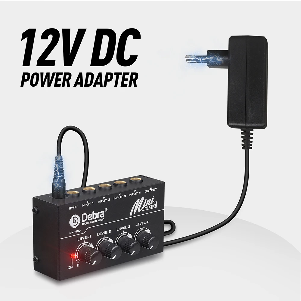 ديبرا أحادية خلاط واجهة الصوت ، مرحلة الميكروفون ، أداة المرحلة ، التحكم في مستوى الصوت ، قناة منخفضة الضوضاء جدا ، 4-ch