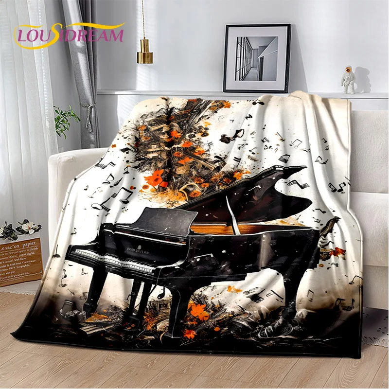 3D Dream Piano Key Music Instrument Cartoon Blanket,Soft Throw Blanket for Home Bedroom Bed Sofa Picnic Office Travel Cover Kids