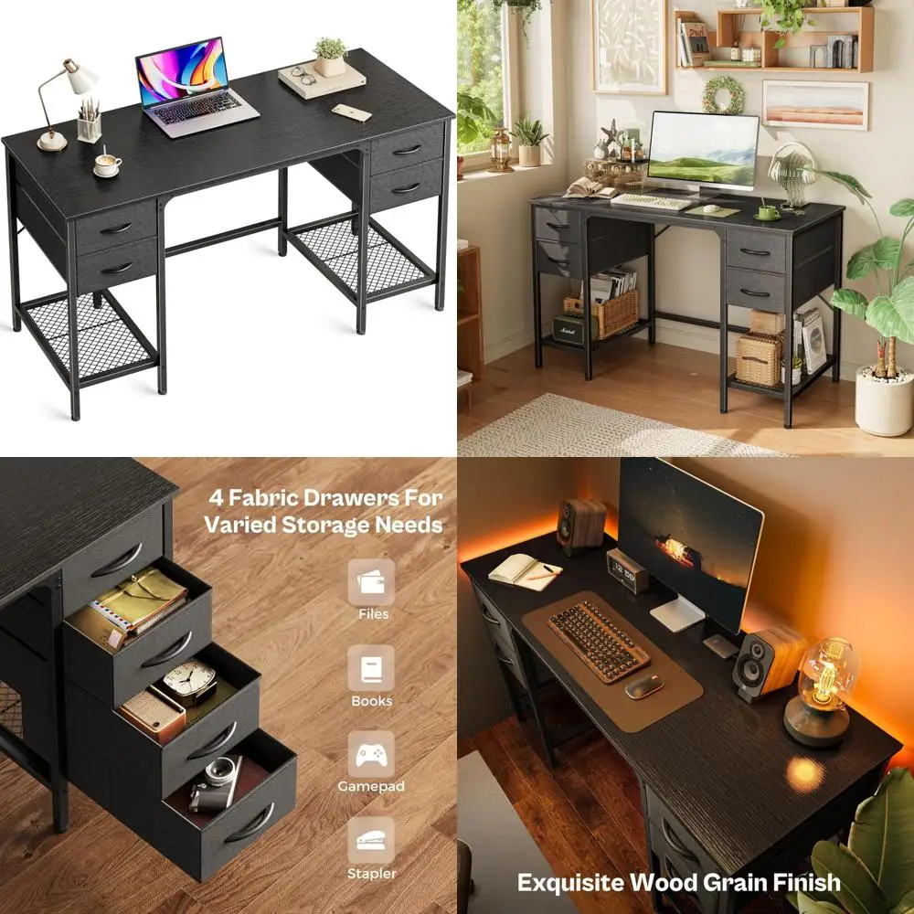 

Большой 47-дюймовый игровой и офисный стол с 4 ящиками, сетчатой полкой, достаточным хранилищем для домашнего письма и работы