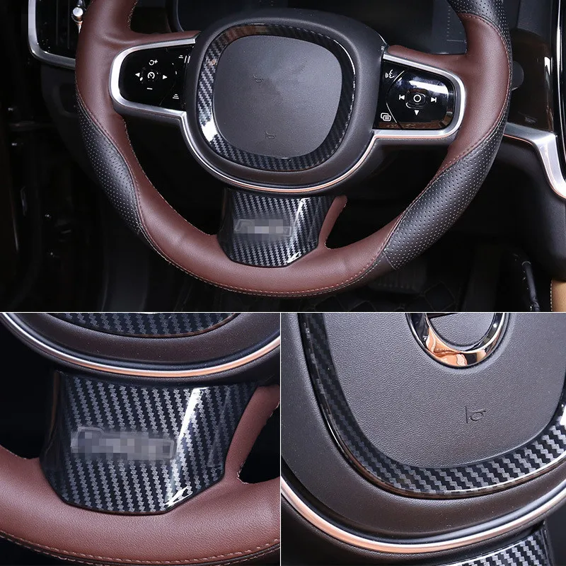 ABS Car Steering Wheel Trim Decoration Cover Sticker For Volvo XC90 S90 XC60 Accessories 2017 2018 2019 2020 2021 2022 2023 2024