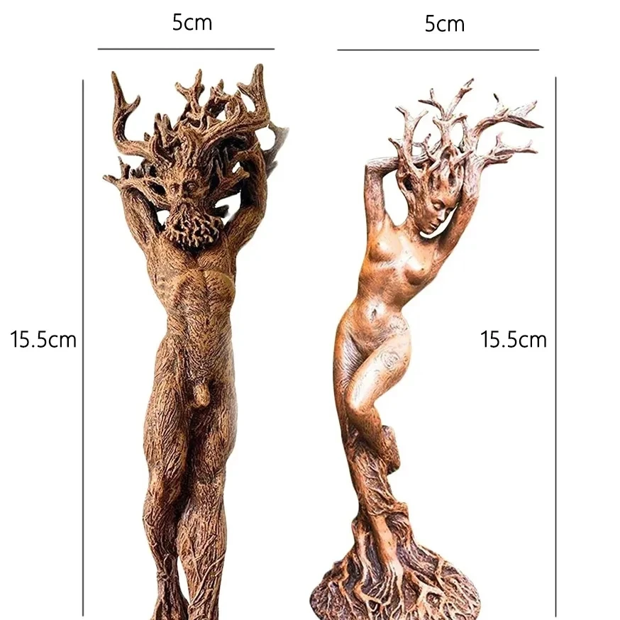 Couple Tree Root Forest Goddess Statue Resin Craft Ornament Tree Man Home Room Desk Decoration Accessories