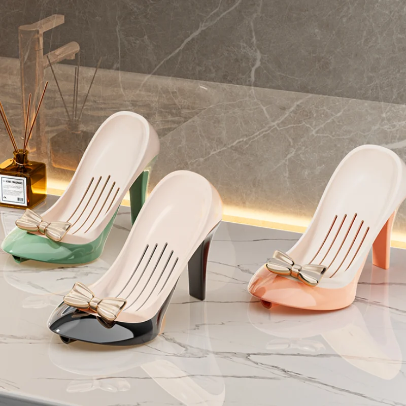 Creative High Heels Soap Box No Hole Drainage Soap Holder Suction Cup Storage for Bathroom and Kitchen Unique Design