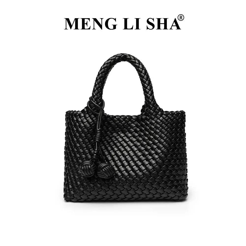 Small-scale hand-woven soft leather shoulder bag for commuting, fashionable and casual single-shoulder crossbody tote bag