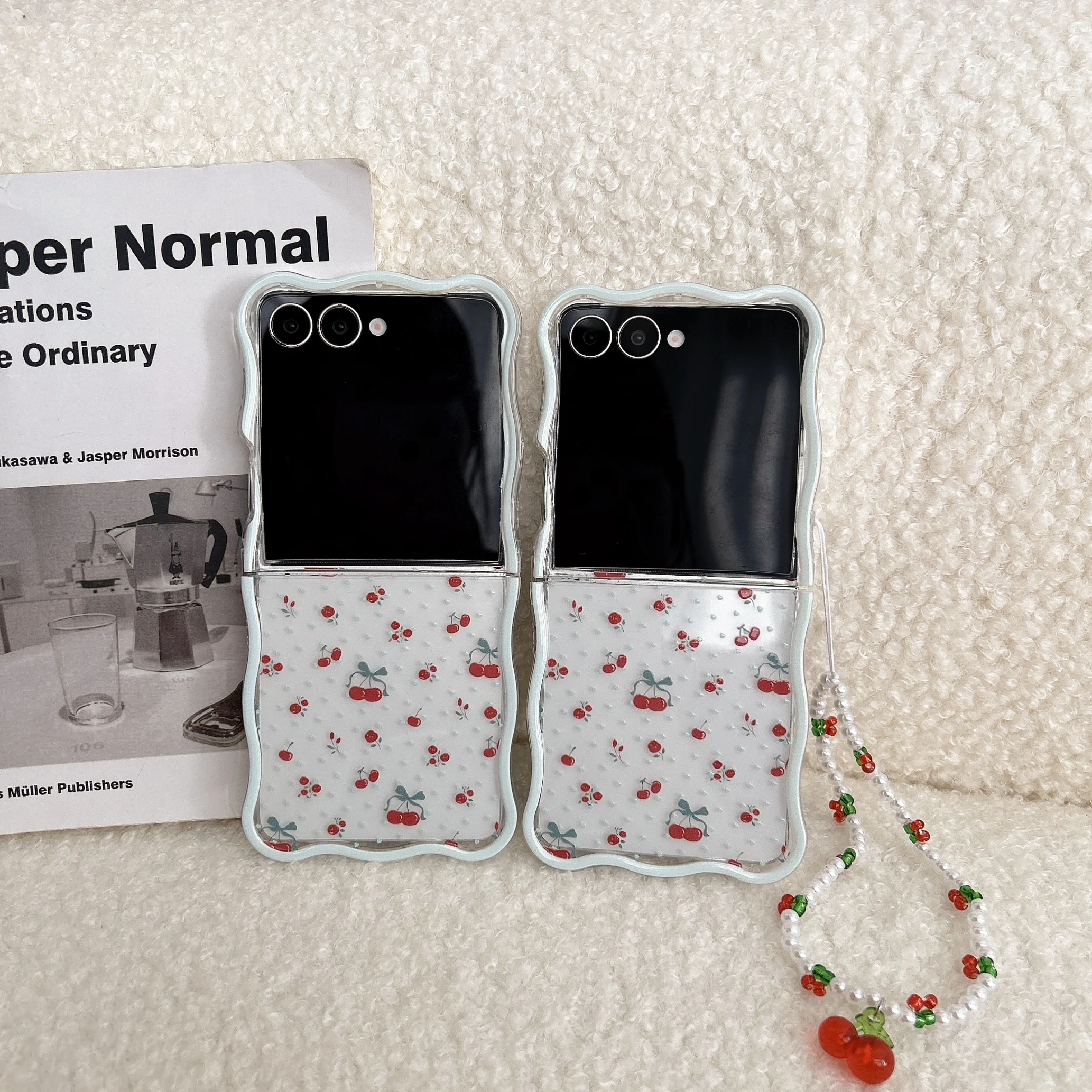 

Back Cover For Samsung Galaxy Z Flip 7 6 5 4 Case Bowknot Cherry Bracelet Wristband Chain Soft Tpu Shockproof Phone Case