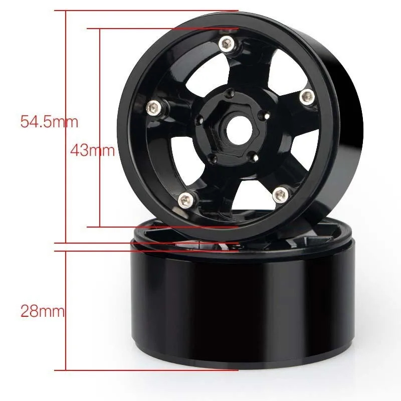 LYXF 1.9 Inch Metal Beadlock Wheel Rim for RC Capra TRX-4 scx10iii