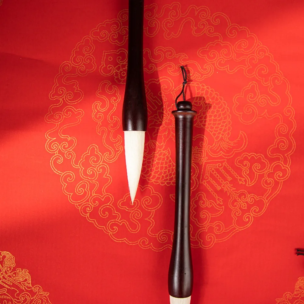 

Large Size Chinese Couplets Calligraphy Brush with Lanyard Solid Wood Pen Holder Woolen Hair Brush Pen Hopper-shaped