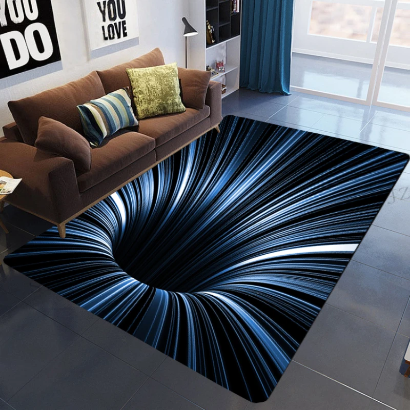 3D Vortex Illusion Carpet Entrance Door Floor Mat Abstract Geometric Optical Doormat Non-slip Floor Mat Living Room Decor Rug