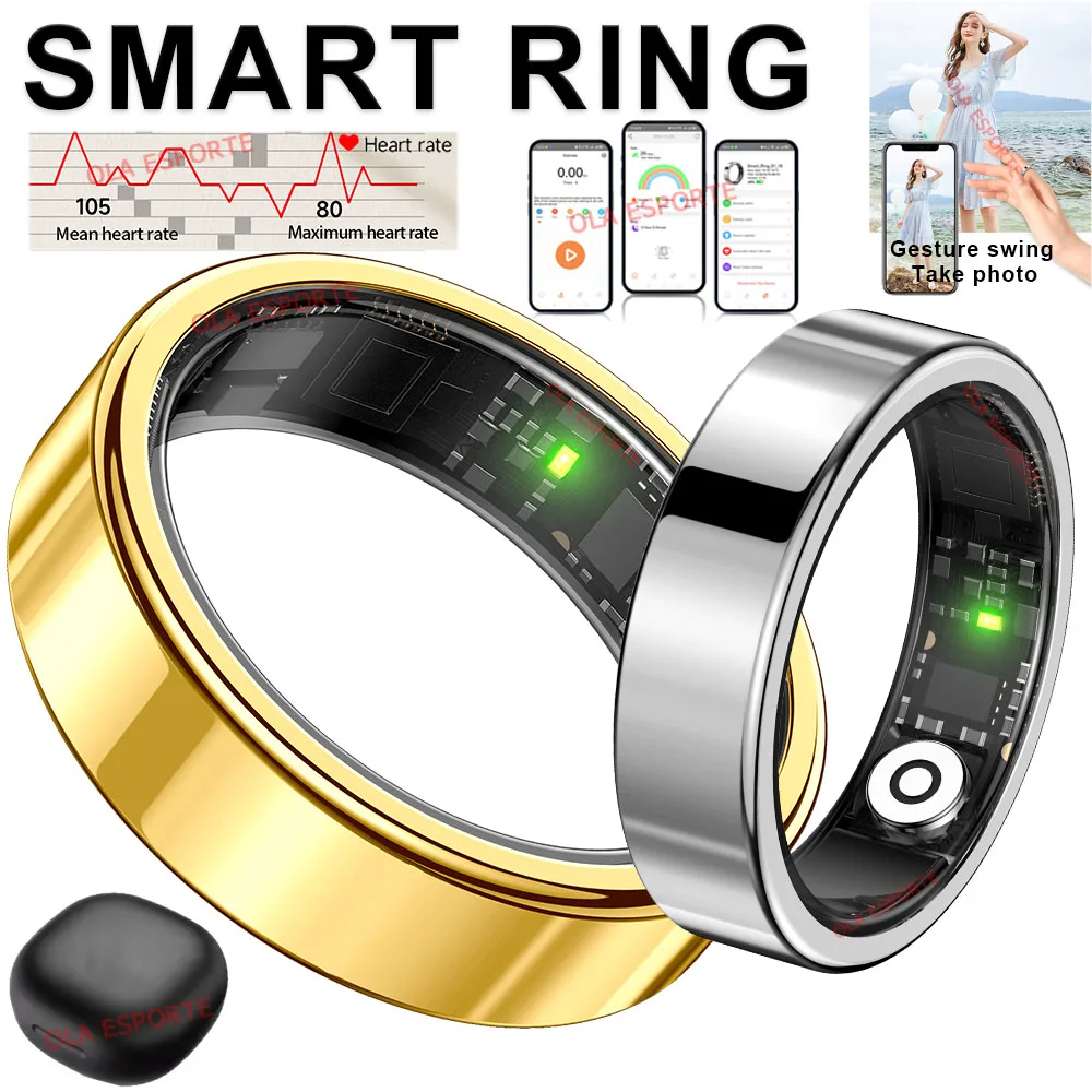 

2025 Smart Ring Blood Oxygen Heart Rate Sleep Monitoring Smartring IP68 & 5ATM Waterproof Multi-sports Modes Smartring Man Women