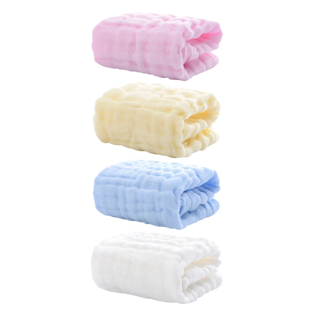 

4pcs Pure Towels 6 Layer Baby Washcloths Bibs Newborn Face Towels Yellow White Absorbent Machine
