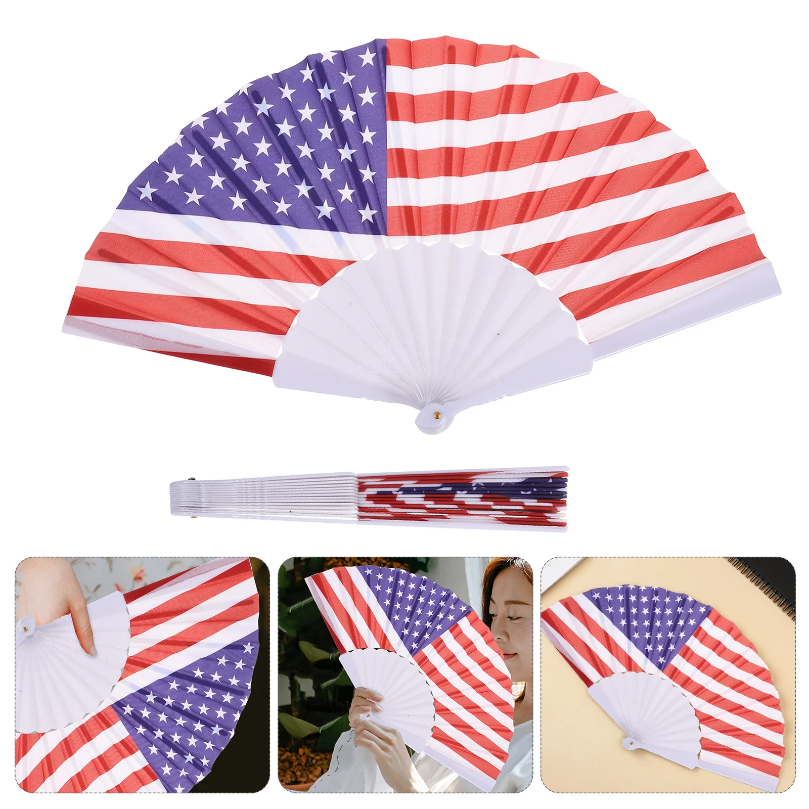 

2Pcs Patriotic American Flag Pocket Fans Foldable Handheld Fans for Independence Day July 4th Memorial Day Party Accessories