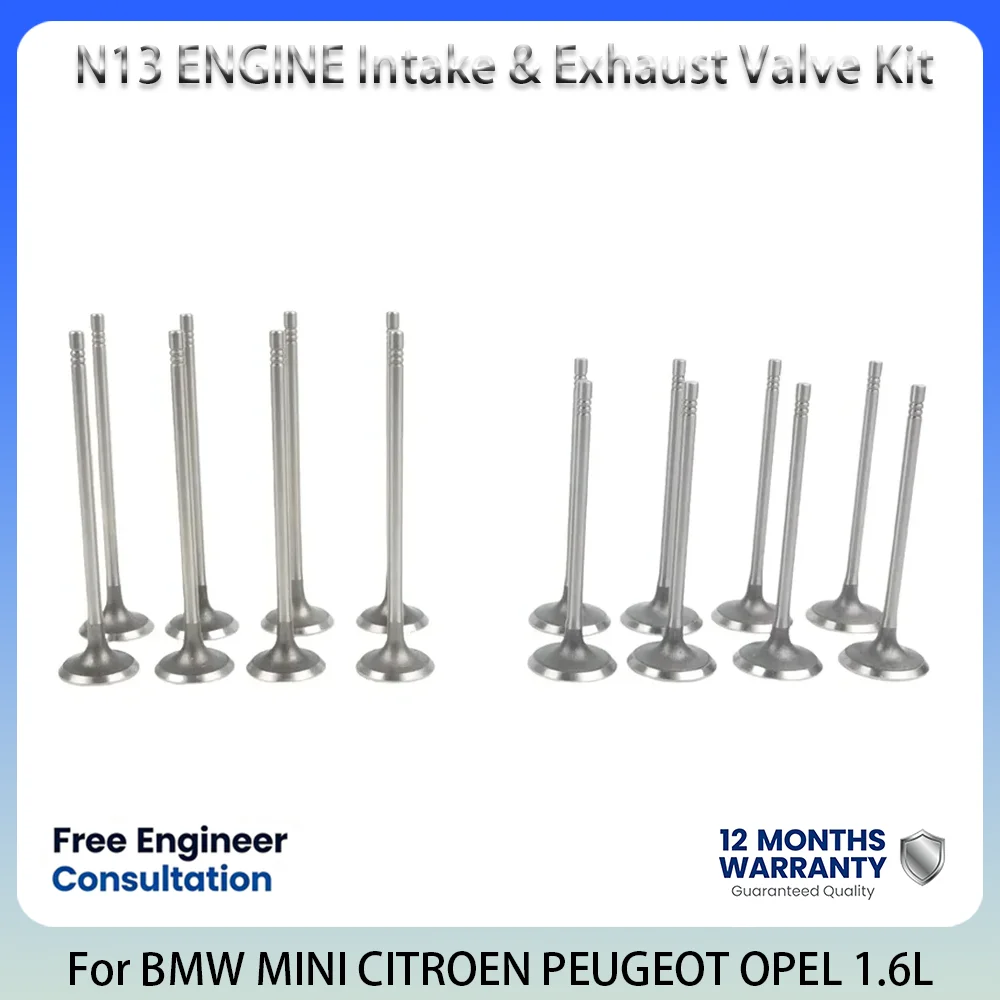 16pcs Engine Intake & Exhaust Valve Kit Fit For BMW 1 3 MINI CITROEN PEUGEOT OPEL 1.6L 1.6 L T N13 N14 N18 5FK 07-19 11347585901