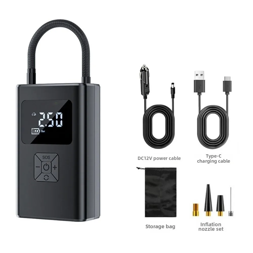 

150PSI автомобильный компрессорный насос 9-в-1 светодиодная лампа портативный воздушный компрессор 7,4 В светодиодный дисплей электрический автомобильный воздушный насос