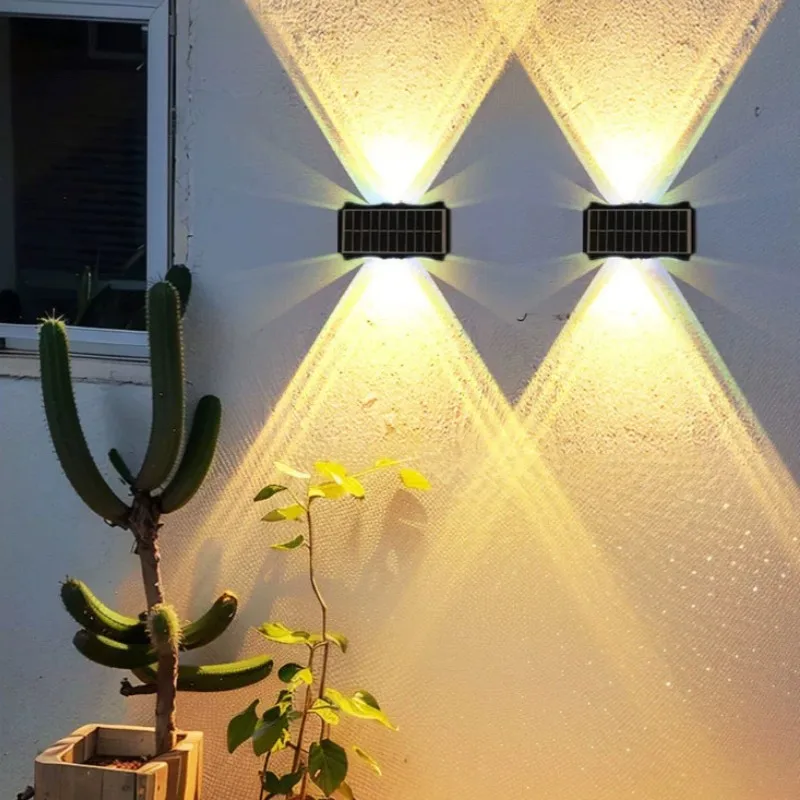 LED Solar Wall Lamp Outdoor Waterproof Up And Down Luminous Lighting House Decor Lights for Exterior Porch Balcony Garden Street