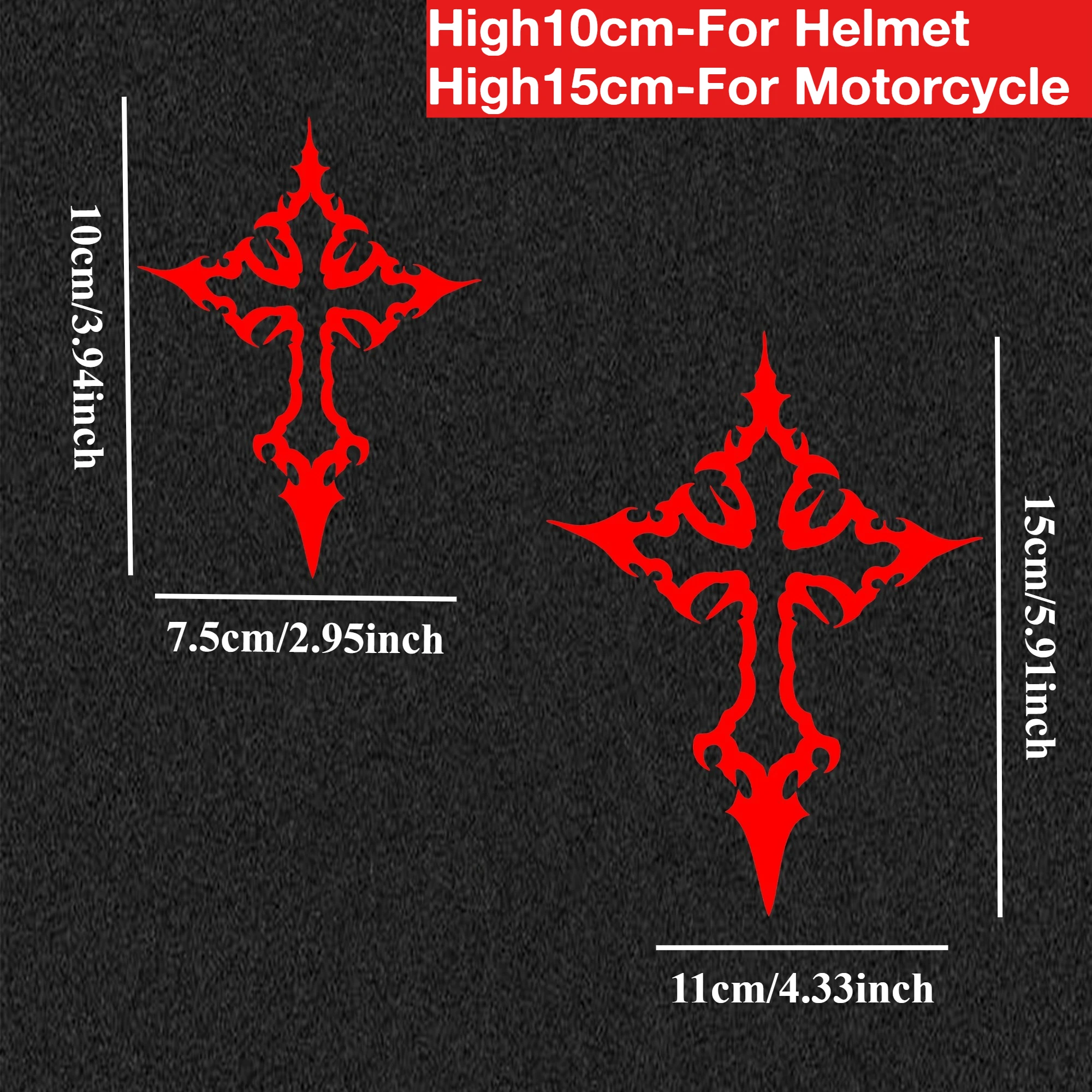 Waterproof and Durable, Decorative Motorcycle Fuel Tank, Front Shroud Gothic Cross Motorcycle Sticker Decorative Helmet Sticker,