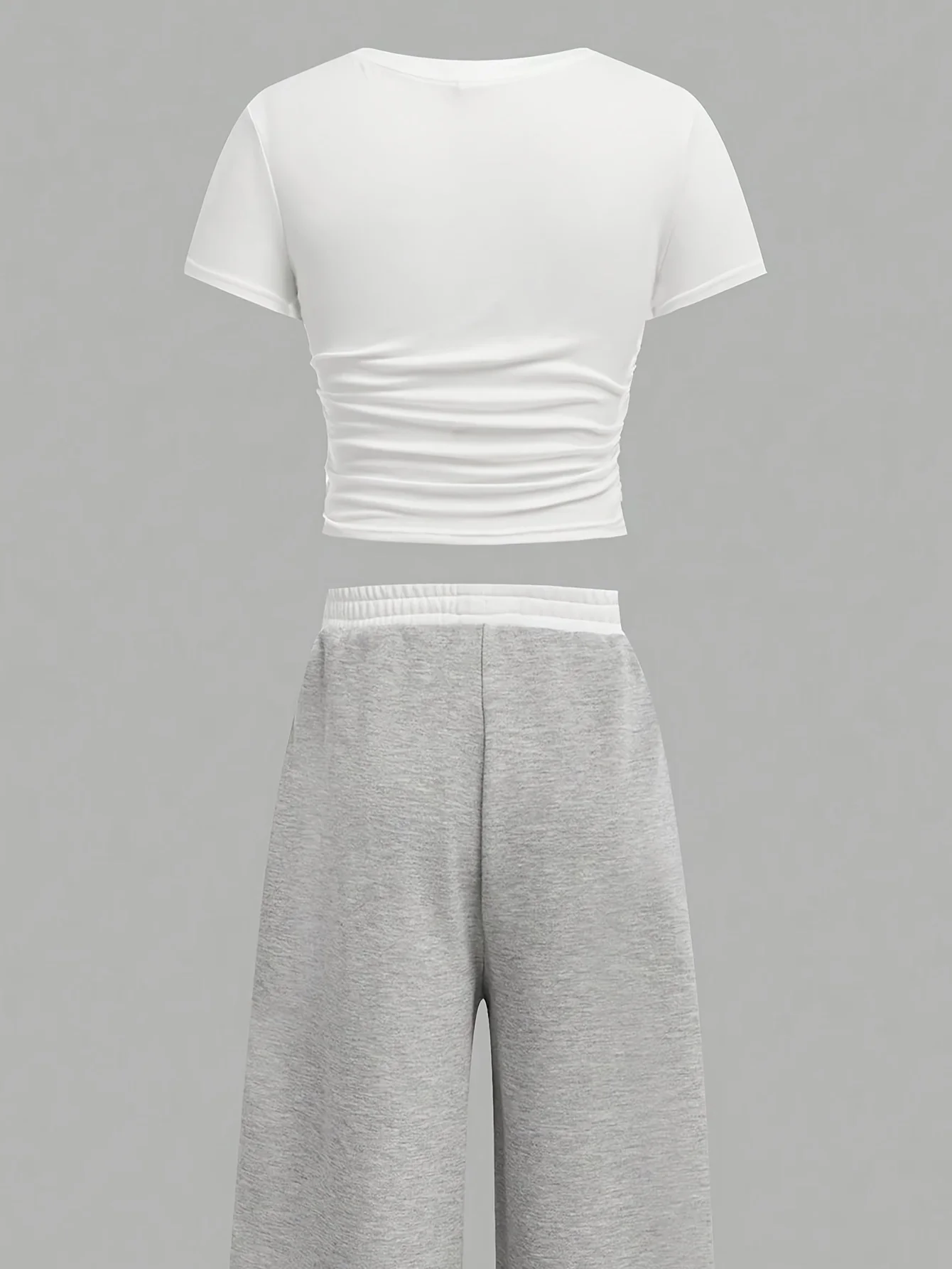 Sommer- und Herbst-Freizeitoutfit für Mädchen: Weißes Kurzarm-T-Shirt + Weite Lange Hose, Zweiteiliges Set mit Sternenmuster, Kontrastfarbenem Bund, Modisch und Vielseitig, Geeignet für Kinder über 3 Jahre. – Detail 4
