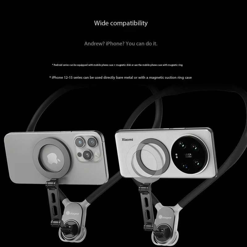 Fotorgear Magnetic Neck Holder Mount Necklace MagSafe Phone Holder for Smartphones Iphone 13 14 15 Android Sumsung Accessory