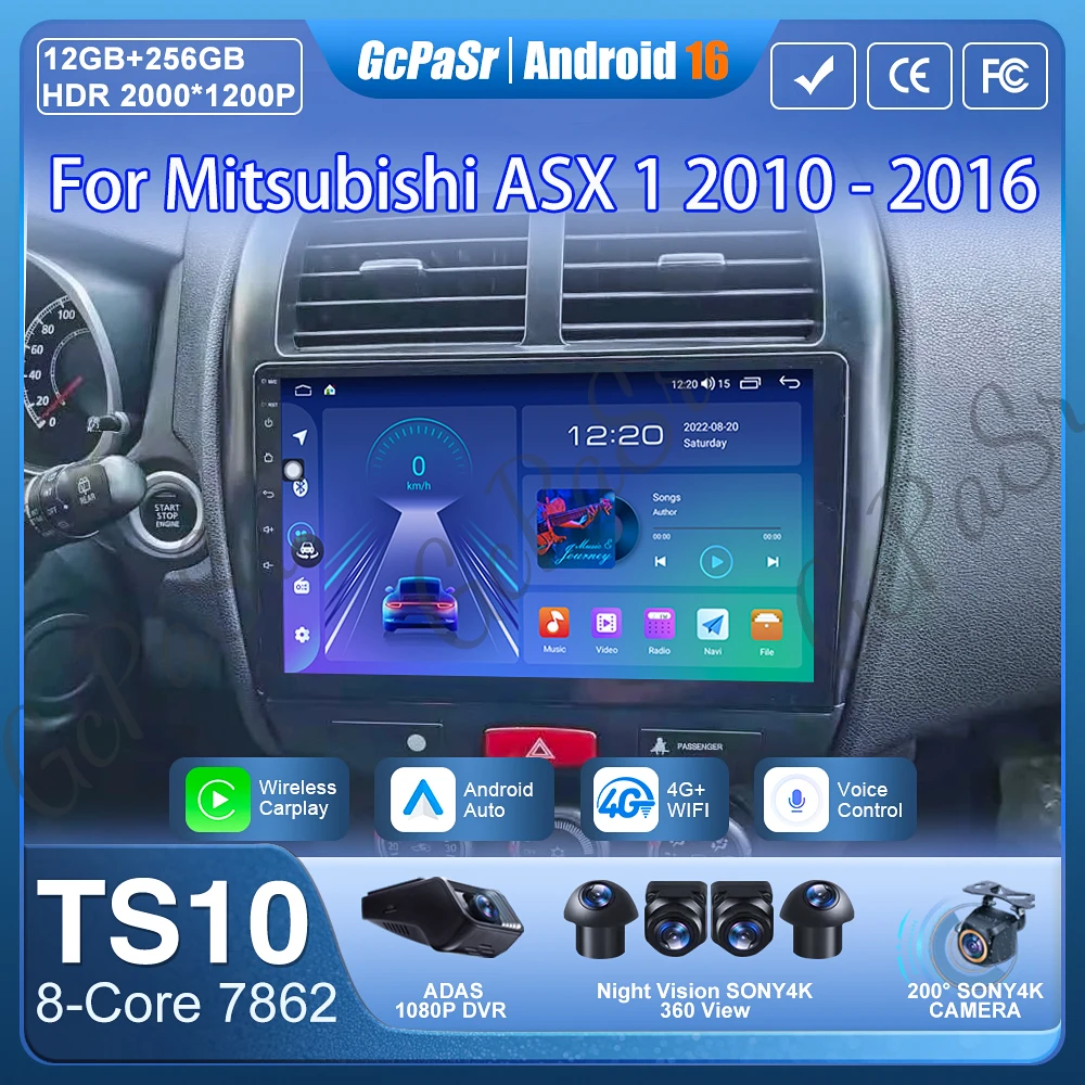 

Автомагнитола с CarPlay для Mitsubishi ASX 1 2010-2016, Android 16, GPS-навигация, мультимедийный плеер, Android Auto, Wi-Fi, Bluetooth, без 2DIN, 4G