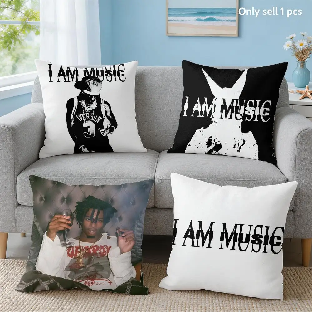 Rapper P-Playboi Carti Music Cushion Cover Soft Short Plush Throw Pillow Cover Hidden Zipper Cutecore Sofa Bedroom Home Decor