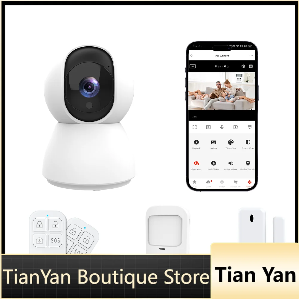 EE1 Tuya Smart 2.4G & 5G WiFi BLE Home Security Alarm System With 1080P Camera Scene Linkage Support DIY Safety Sensor