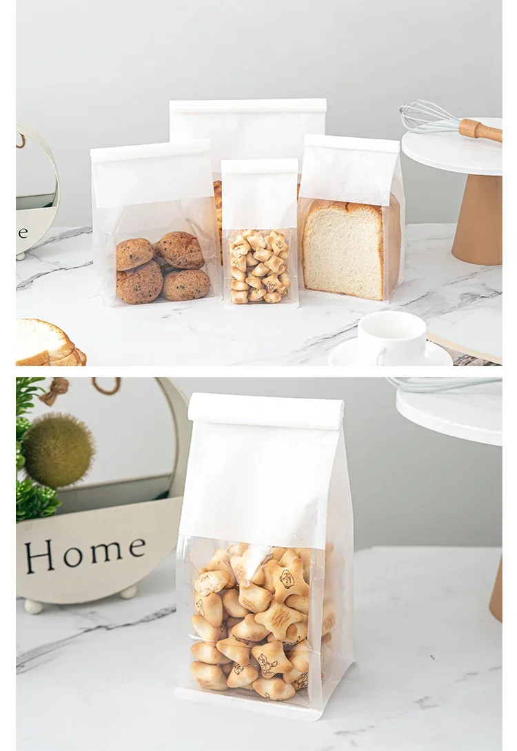 10–50 Stück Toastbeutel in 4 Größen, Verpackungsbeutel, selbstdichtender Brotbeutel, Draht, gerollter Rand, Backen, transparenter Keks-Kuchenbeutel, versiegelter Tee – Detail 2