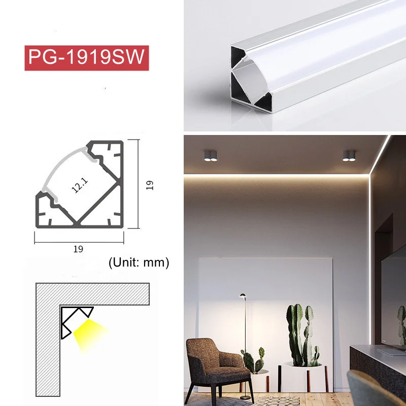 V-Shaped Aluminum Profile Led Hard Bar Light for Ceiling Wall Decoration Reflective Trough Indoor Lighting Channel Linear Lamps