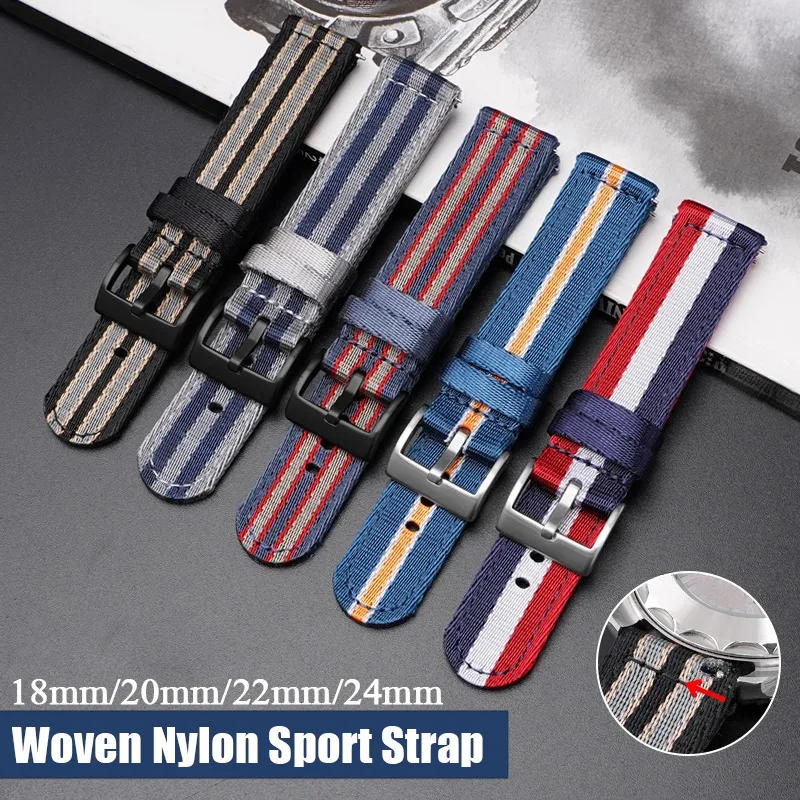 18mm 20mm 22mm 24mm Woven Nylon Watch Straps for Omega for Seamaster 300 Bands Quick Release Men Sports Bracelet for Seiko Belts