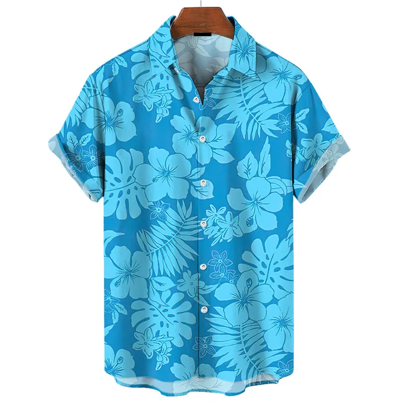Hawaiian Men's Shirt Colorful 3d Print Plants Flower Summer Fashion Short Sleeves Cool Street Button Lapel Blouse Tops Clothing