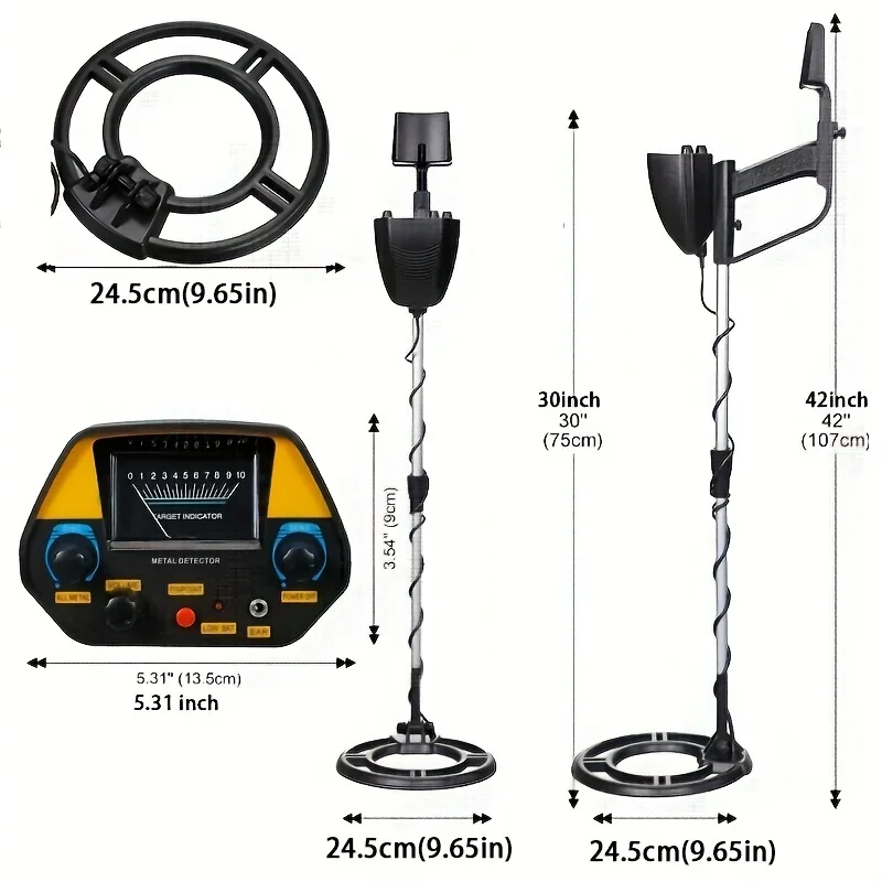 Профессиональный Подземный металлоискатель, 9,6 дюйма, ручной металлоискатель, инструмент для поиска золота