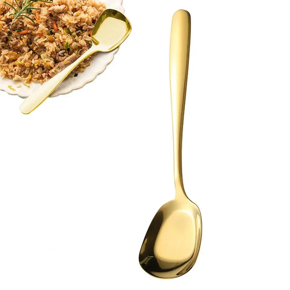 Thickened Stainless Steel Spoon Stainless Steel Soup Spoon Stainless Steel Soup Ladle with Square Head Ergonomic Flat for Pasta