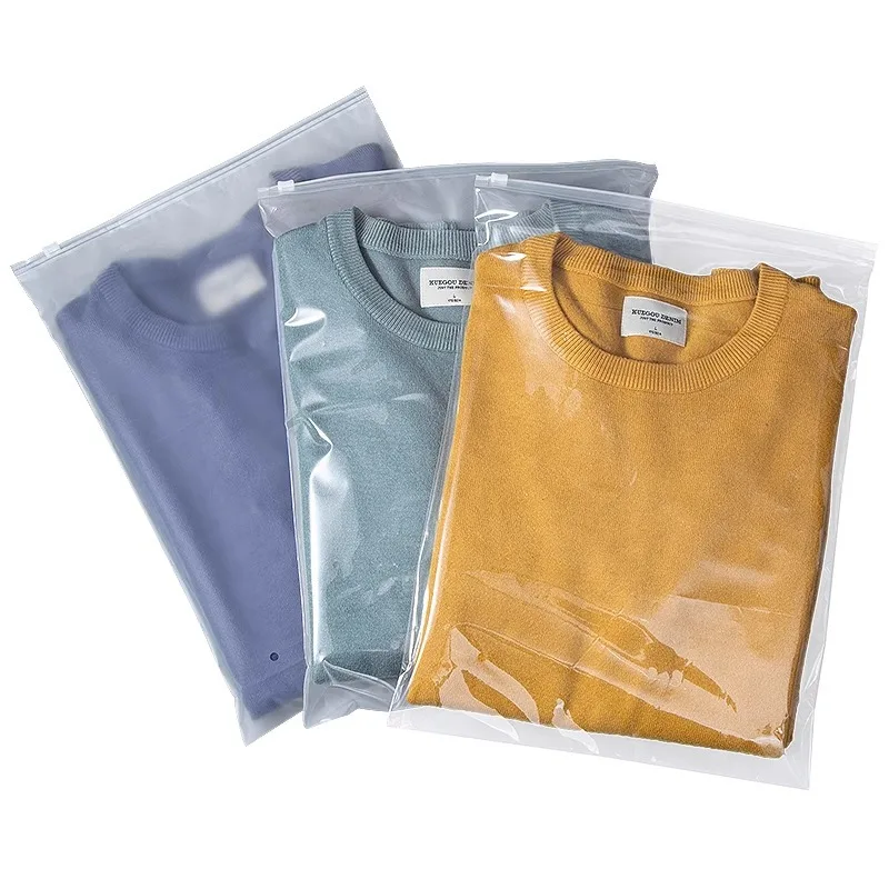 Custom. Transparent Clothing Packaging Bag PE Frosted Zipper Bag Horizontal Plastic Storage Clothes High Sense Envelope Bag Cust