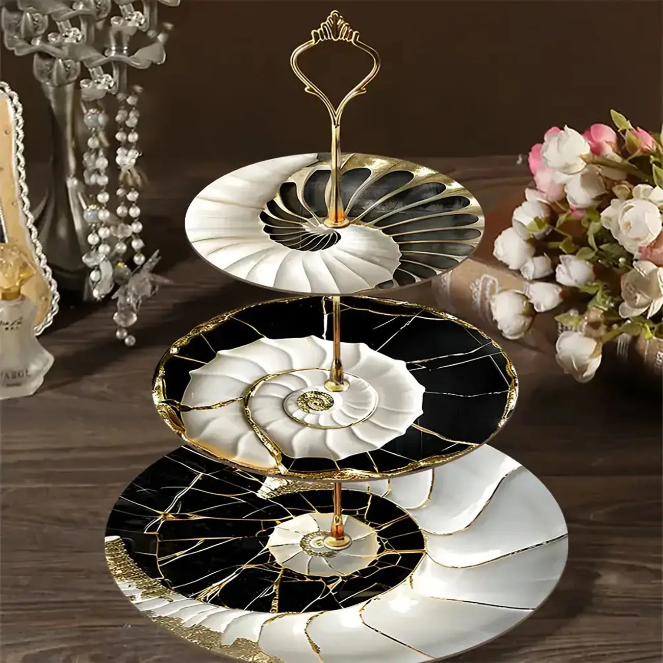 3-layer wooden cake rack, decorated with sturdy cake trays, widely used for detachable dessert display, rack for dried fruits