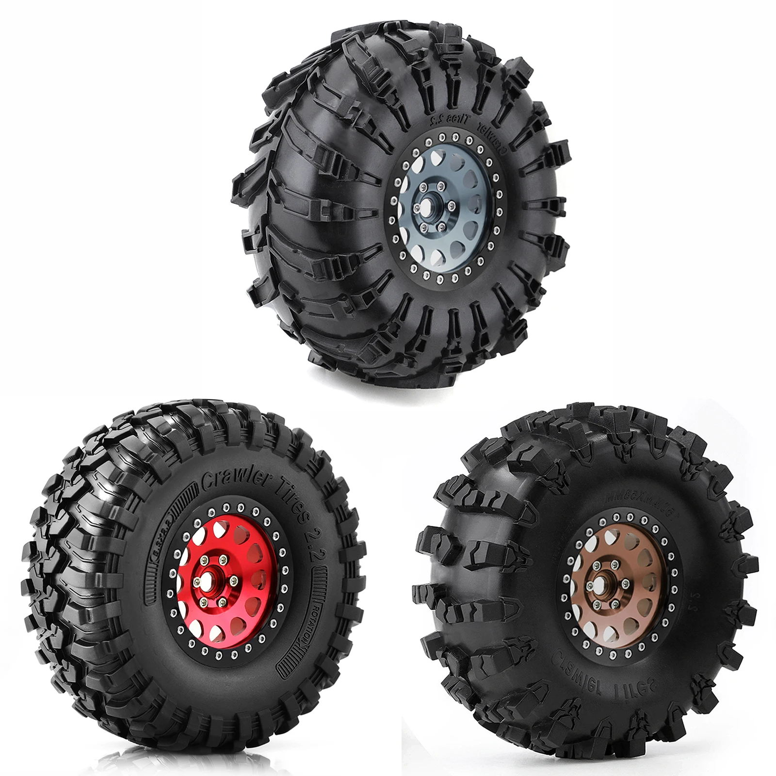 4 szt. 2.2 "Beadlock felga gumowa zestaw opon do 1/10 gąsienica RC TRX-4 Axial SCX10 90046 D90 Voodoo KLR