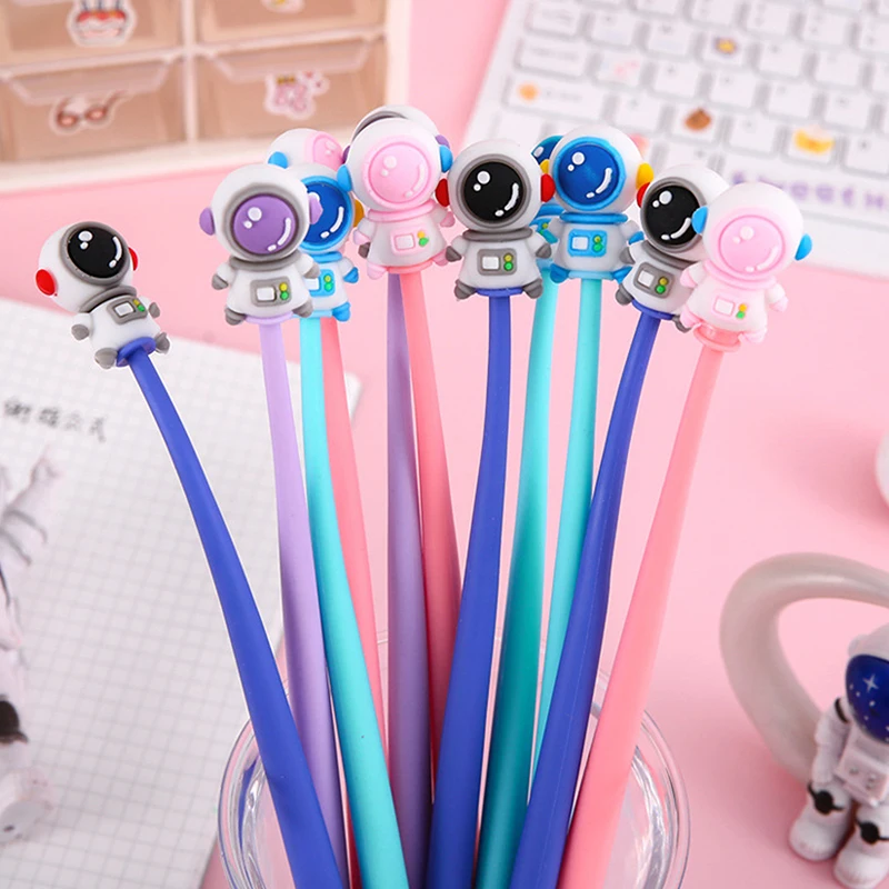 Cute Fun Astronaut Soft Silicone Gel Pens School Office Supply Cartoon Shake Black Signature Pen Student Stationery Prize Gift