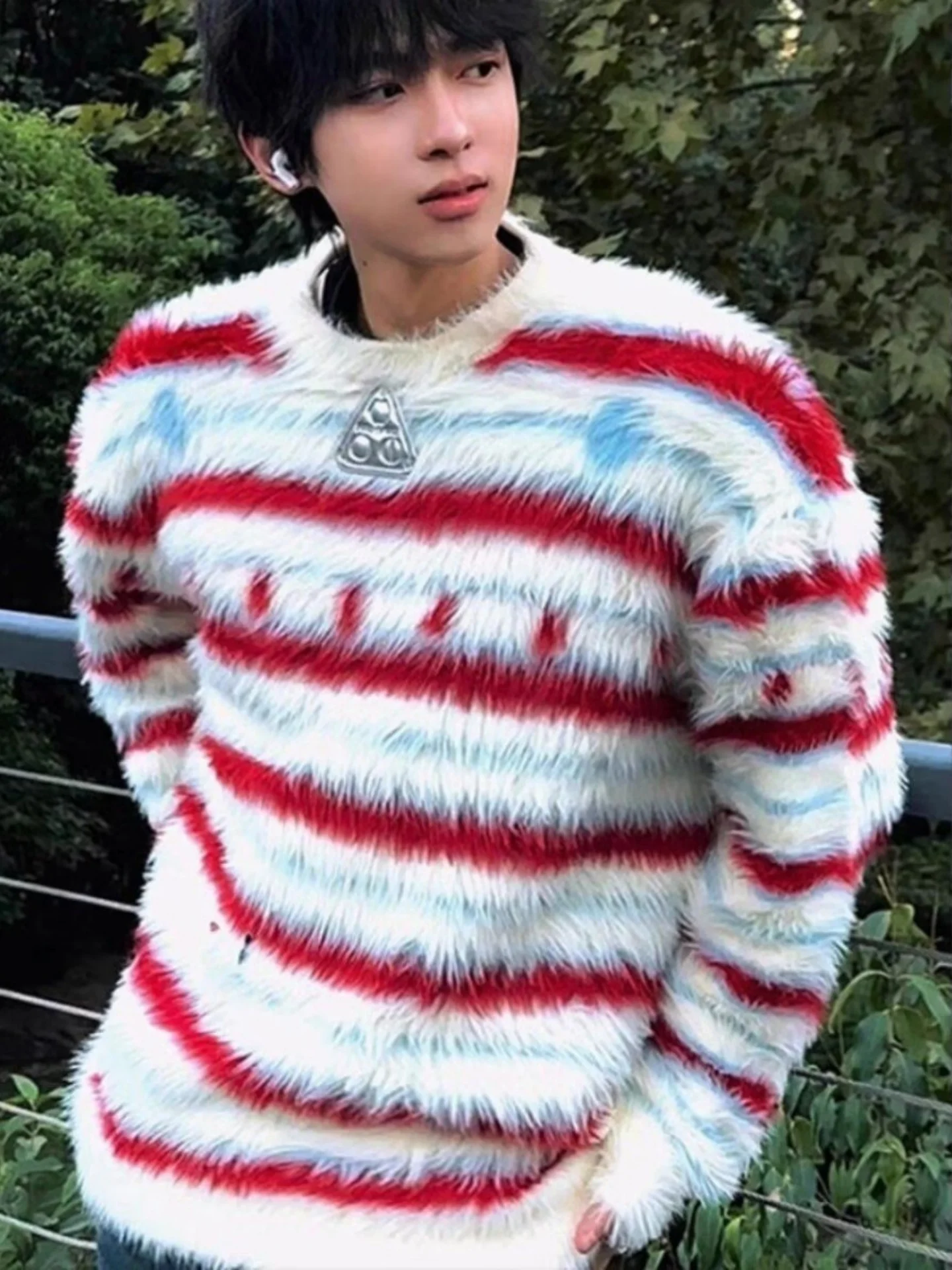 

Soft Chunky Knit Sweater Stripes Color Colion M Fem Autumn Winter round Ne Youth Vitali Sle Comfortable Cotton