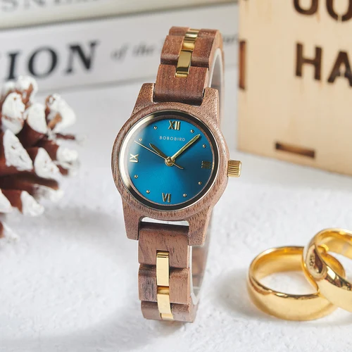 BOBO BIRD Reloj de madera para mujer, moda, aniversario, día de boda, regalo para esposa, relojes de madera personalizados grabados