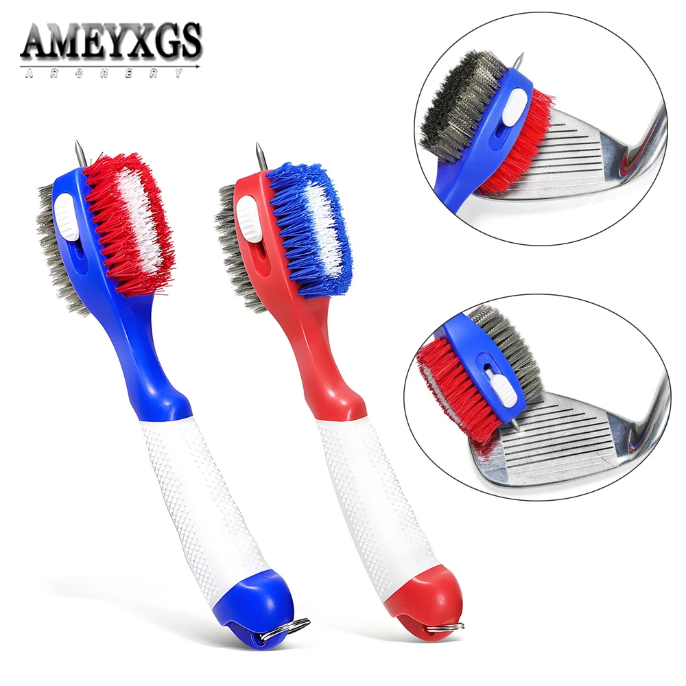 

Golf Club Cleaning Brush Golf Double-sided Cleaning Brush Nylon Steel Brush Retractable Groove Cleaning Needle Golf Accessories