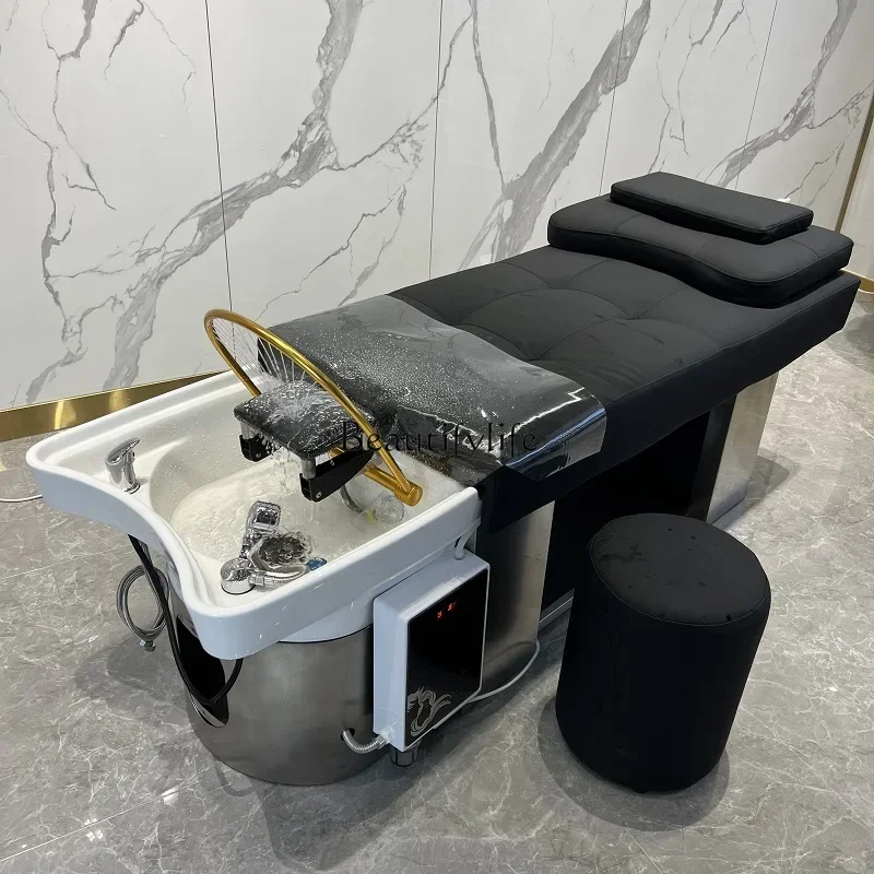 

ls 04Barber Shop Shampoo Chair Lying Completely for Hair Salon Ceramic Basin