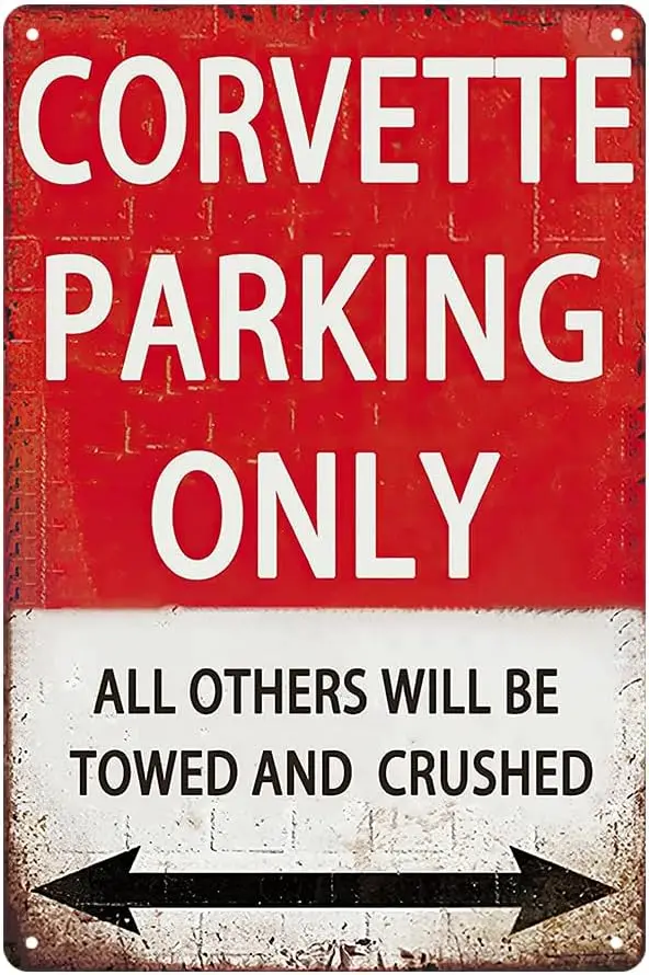 Corvette Parking Only Metal Sign Decor Davidson Tin Signs 8x12in Decor Garage Auto Shop Cave, Black