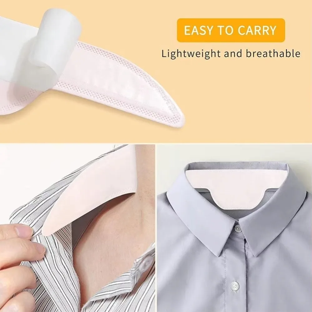 10Pcs Anti Perspiration Collar Sweat Patches Disposable Breathable Collar Sweat Pads White Sweatproof Shirts Stickers