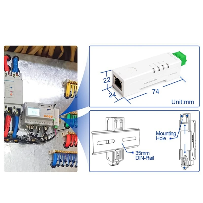 RS485 إلى محول إيثرنت خادم تسلسلي صغير الحجم USR-DR134 يدعم TCP/UDP/HTTP/DHCP/DNSP Modbus TCP/RTU