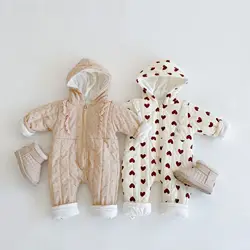 2024 Winter Plush Warm Baby Romper Cute Printed Cotton Toddler Baby Long Crawler Clothes for Boys Girls Bodysuits One-Pieces